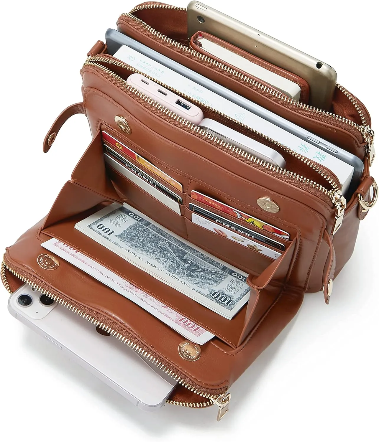 Crossbody Bags for Women Three-Layer Shoulder Bag Vegan Leather Multiple Compartments Handbag Purses Satchel Hobo Clutch 2024