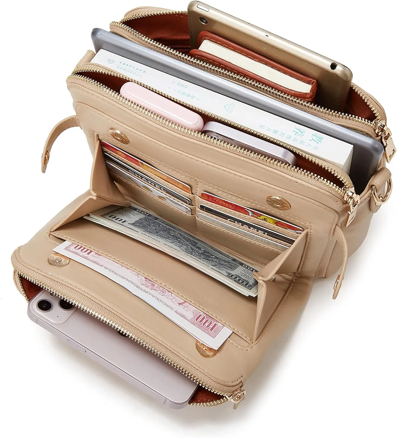 Crossbody Bags for Women Three-Layer Shoulder Bag Vegan Leather Multiple Compartments Handbag Purses Satchel Hobo Clutch 2024