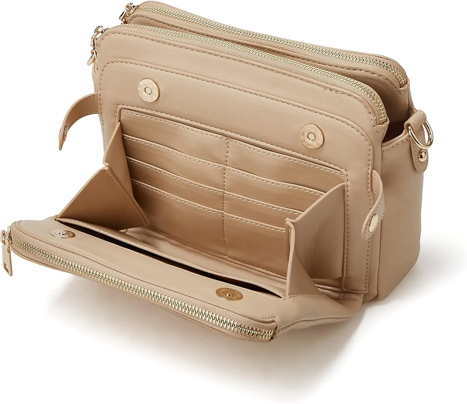 Crossbody Bags for Women Three-Layer Shoulder Bag Vegan Leather Multiple Compartments Handbag Purses Satchel Hobo Clutch 2024