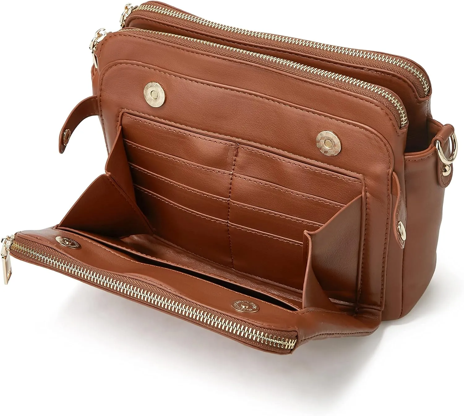 Crossbody Bags for Women Three-Layer Shoulder Bag Vegan Leather Multiple Compartments Handbag Purses Satchel Hobo Clutch 2024
