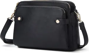 Crossbody Bags for Women Three-Layer Shoulder Bag Vegan Leather Multiple Compartments Handbag Purses Satchel Hobo Clutch