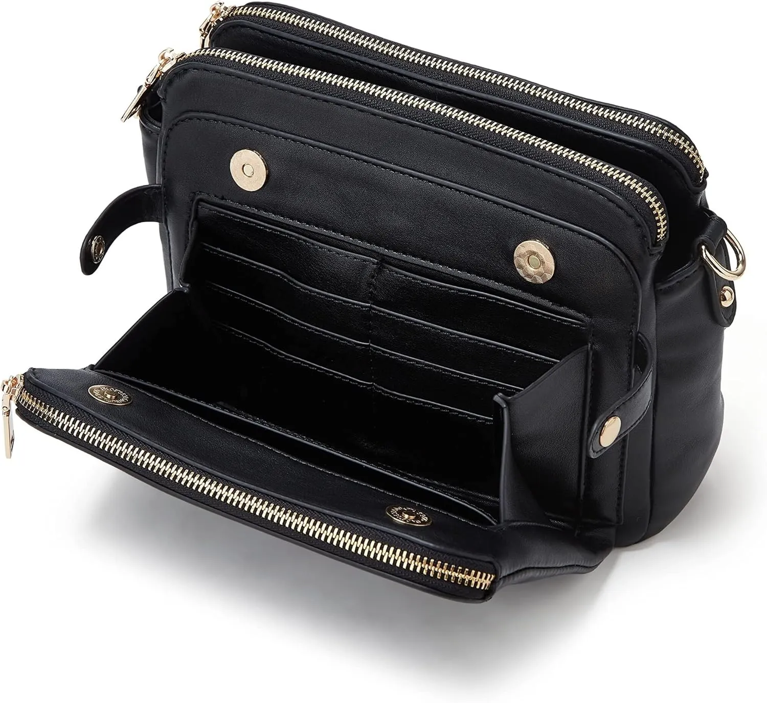 Crossbody Bags for Women Three-Layer Shoulder Bag Vegan Leather Multiple Compartments Handbag Purses Satchel Hobo Clutch