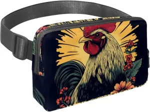 Crossbody Belt Bag for Women Men, Rooster Illustration Fanny Packs with Zipper Pockets,Waterproof Waist Packs with Adjustable Strap for Workout Running Traveling Hiking