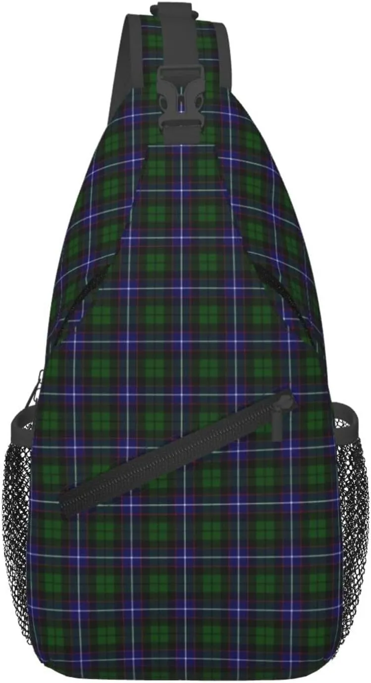 Crossbody Sling Backpack Clan Russell Tartan Shoulder Chest Bag Daypack for Traveling Sport