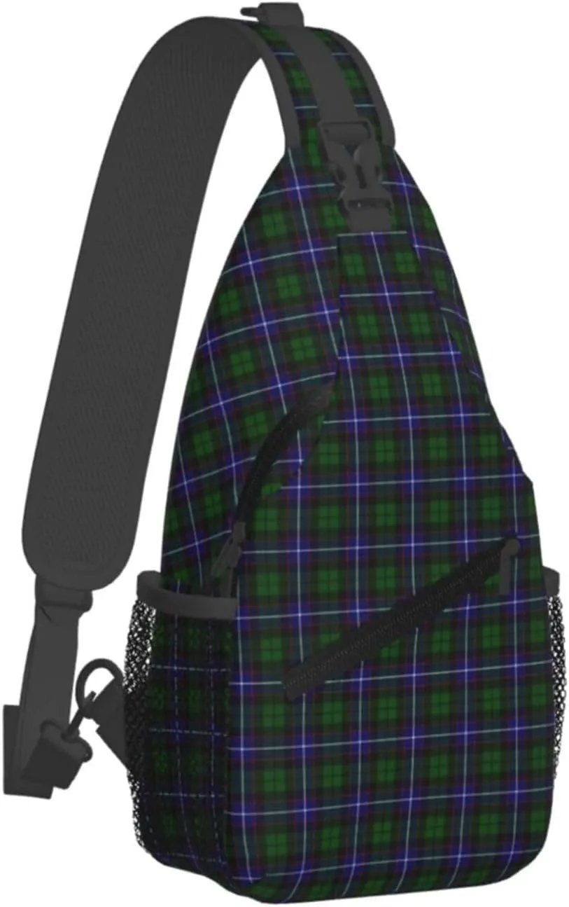 Crossbody Sling Backpack Clan Russell Tartan Shoulder Chest Bag Daypack for Traveling Sport
