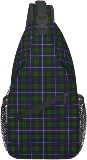 Crossbody Sling Backpack Clan Russell Tartan Shoulder Chest Bag Daypack for Traveling Sport