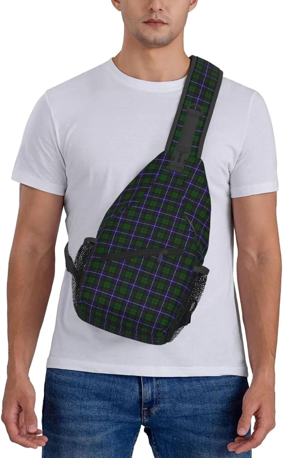 Crossbody Sling Backpack Clan Russell Tartan Shoulder Chest Bag Daypack for Traveling Sport