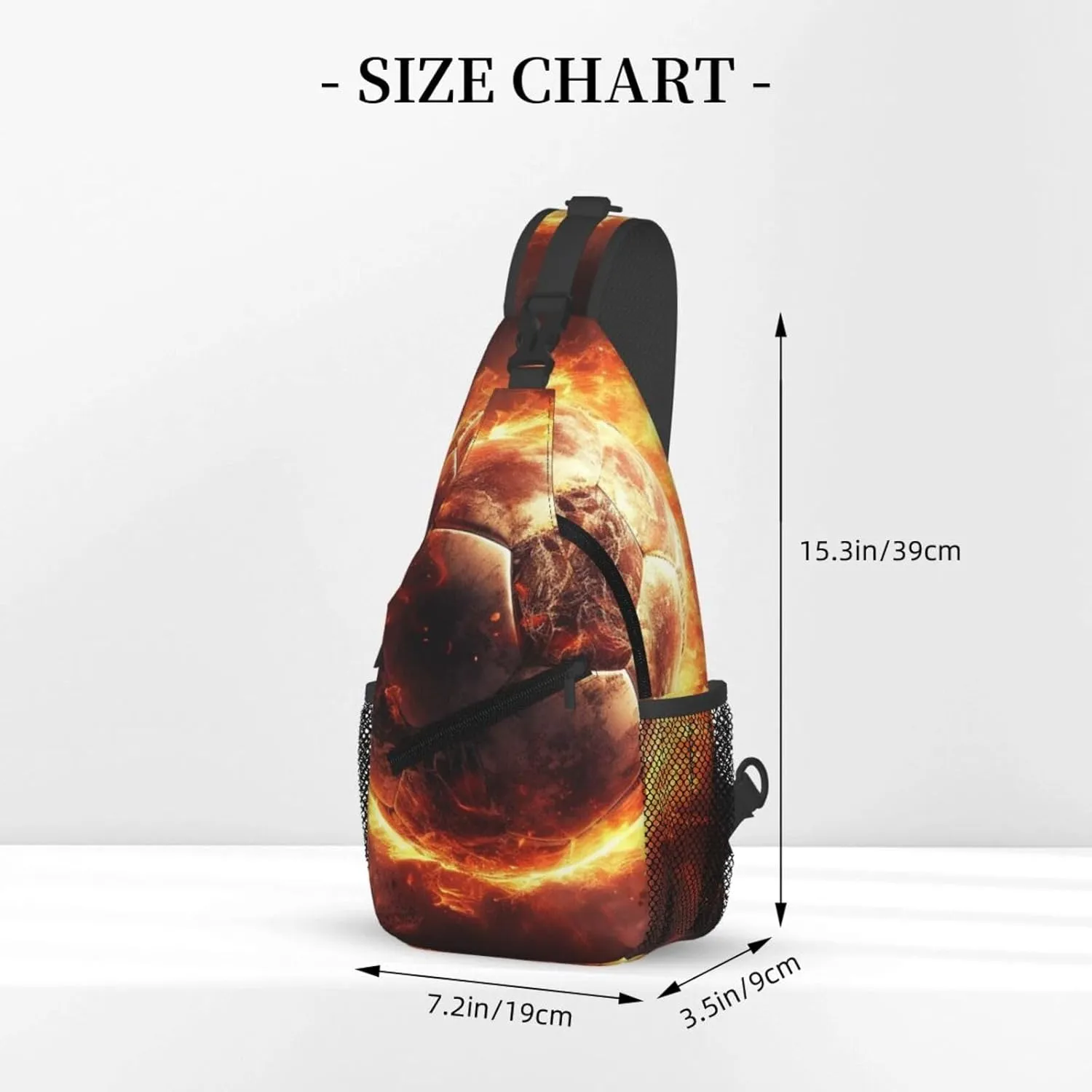Crossbody Sling Backpack Sling Bag For Men Women Cross Chest Bag Shoulder Bag Football On Fire Travel Hiking Daypack
