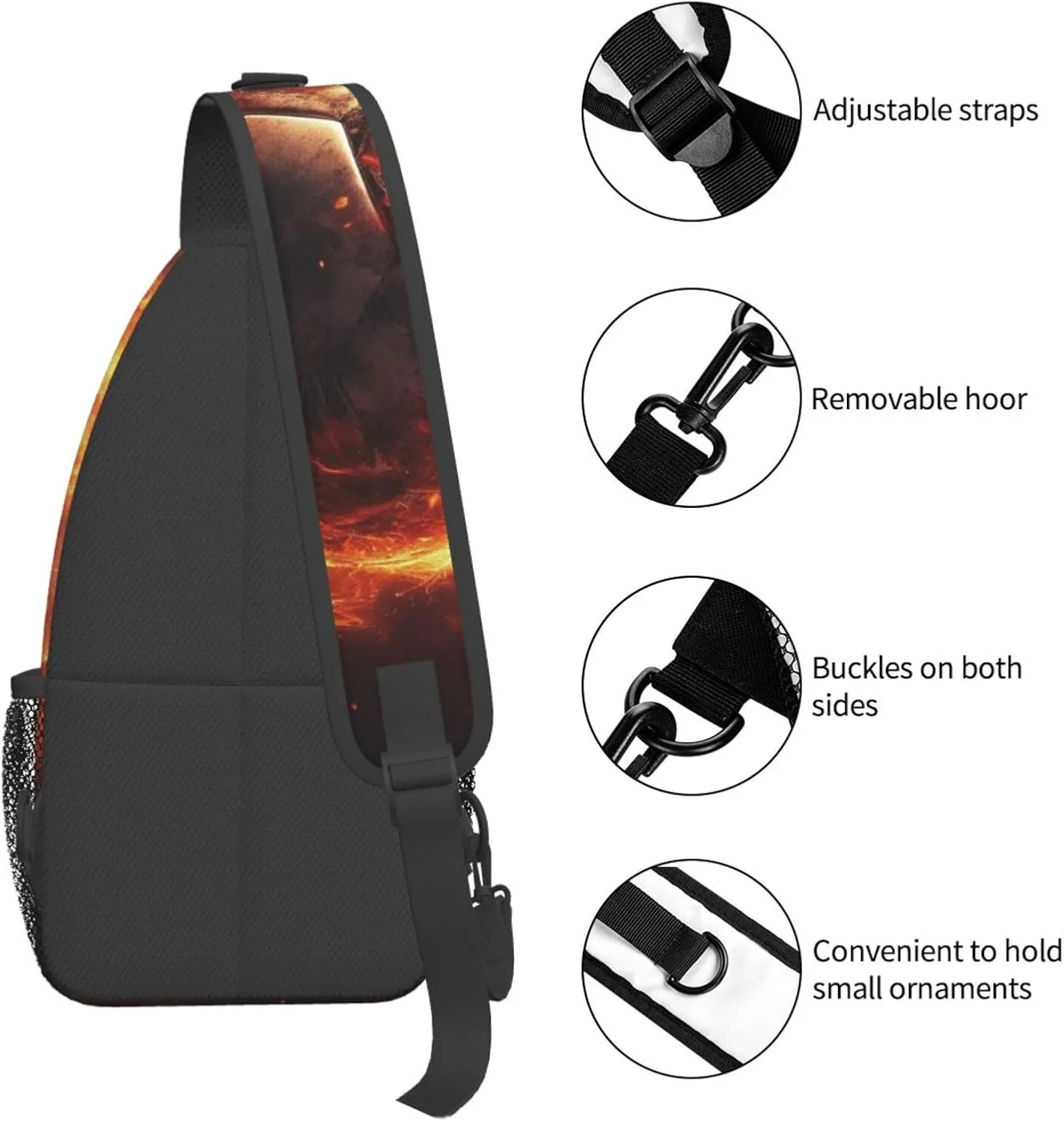 Crossbody Sling Backpack Sling Bag For Men Women Cross Chest Bag Shoulder Bag Football On Fire Travel Hiking Daypack