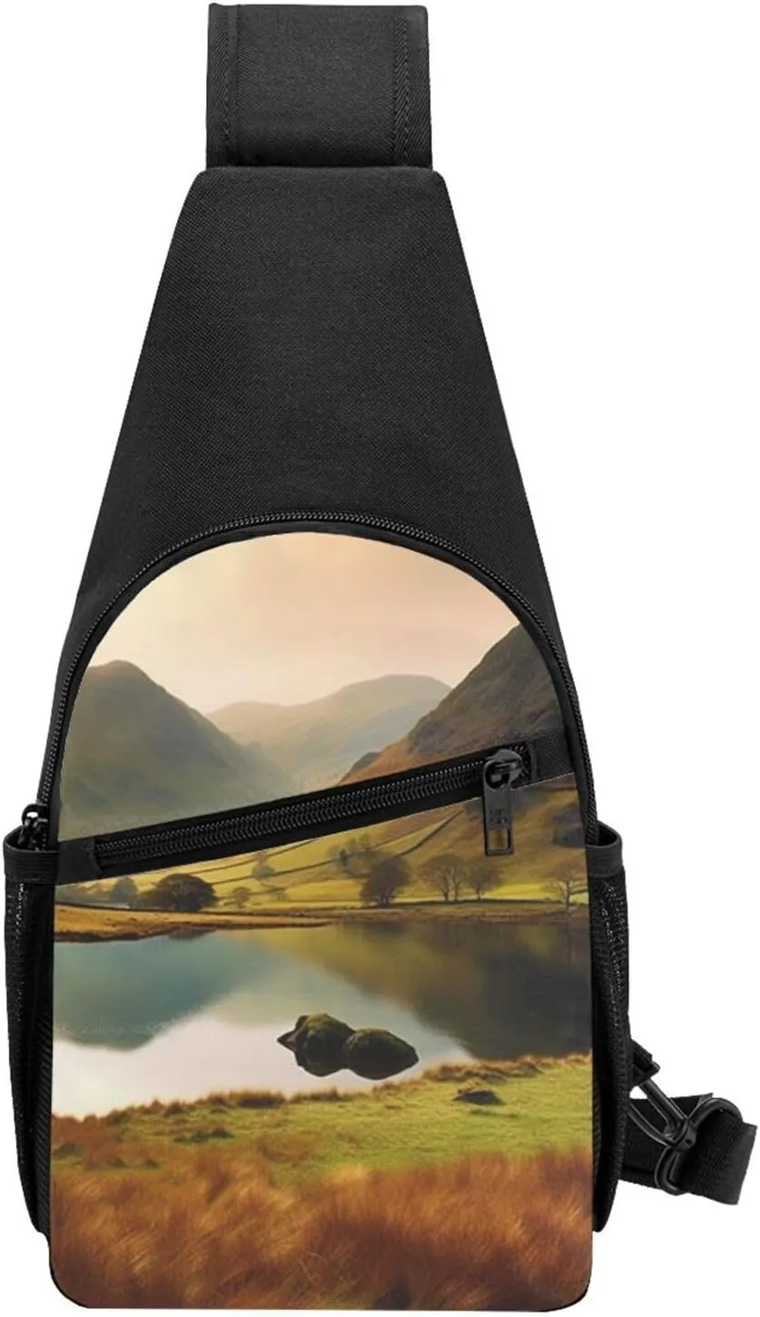Crossbody Sling Backpack Sling Bag for Men Women Cross Chest Bag Shoulder Bag Lake District National Park3 Travel Hiking Daypack