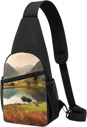 Crossbody Sling Backpack Sling Bag for Men Women Cross Chest Bag Shoulder Bag Lake District National Park3 Travel Hiking Daypack