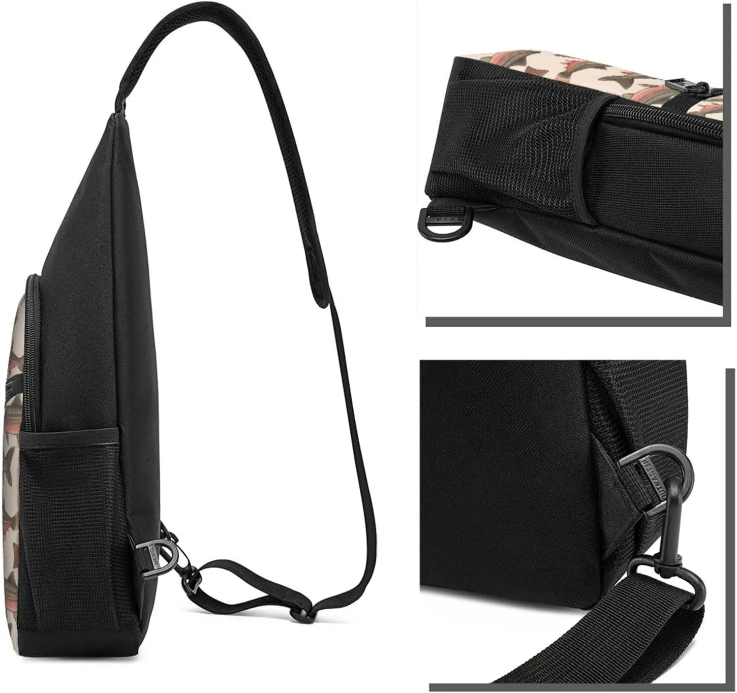 Crossbody Sling Backpack Sling Bag for Men Women Cross Chest Bag Shoulder Bag Salmon Travel Hiking Daypack