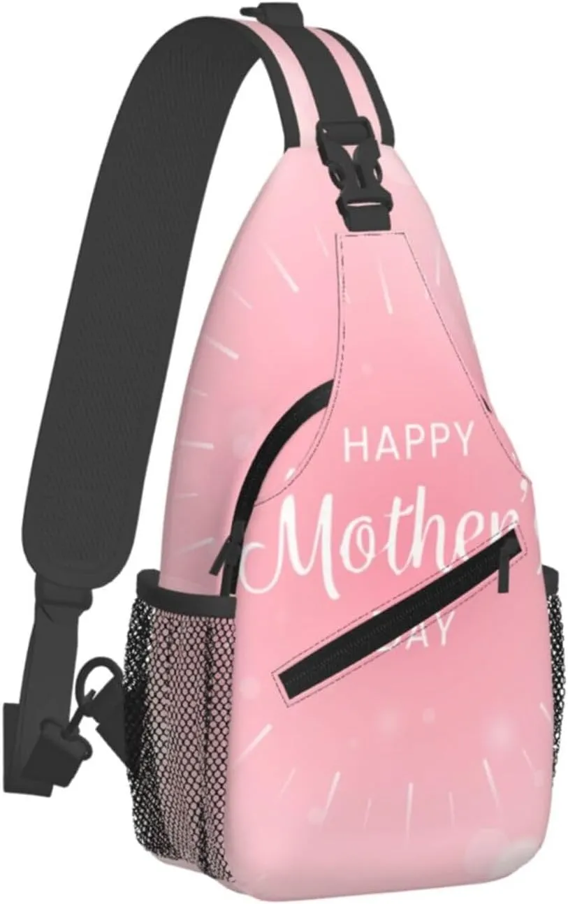Crossbody Sling Bag for Men Women, Happy Mother Day Sling Backpack Shoulder Chest Bag, Anti Theft Travel Hiking Daypacks