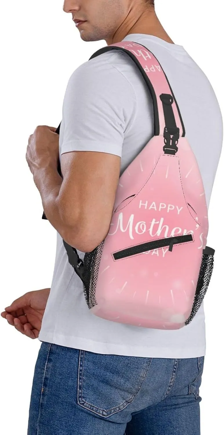 Crossbody Sling Bag for Men Women, Happy Mother Day Sling Backpack Shoulder Chest Bag, Anti Theft Travel Hiking Daypacks