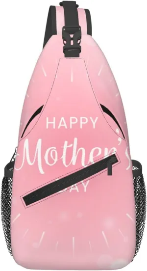 Crossbody Sling Bag for Men Women, Happy Mother Day Sling Backpack Shoulder Chest Bag, Anti Theft Travel Hiking Daypacks
