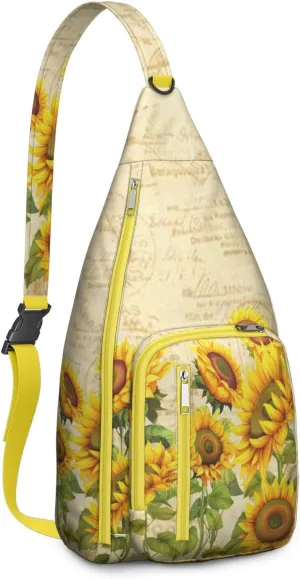Crossbody Sling Bag for Women & Men Sunflower Lightweight Shoulder Chest Bag Hiking Travel Casual Chest Bags Sling Backpack Water Resistant Shoulder Daypack for Travel