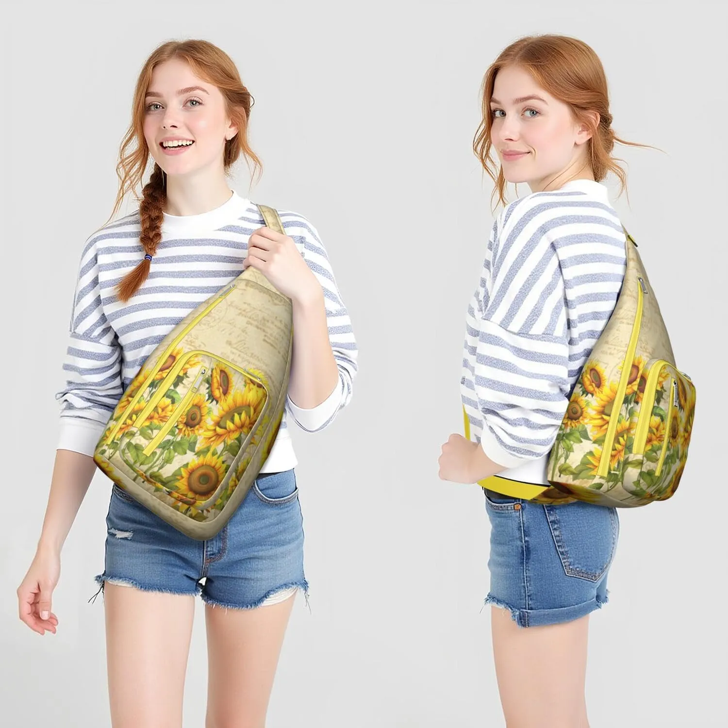 Crossbody Sling Bag for Women & Men Sunflower Lightweight Shoulder Chest Bag Hiking Travel Casual Chest Bags Sling Backpack Water Resistant Shoulder Daypack for Travel