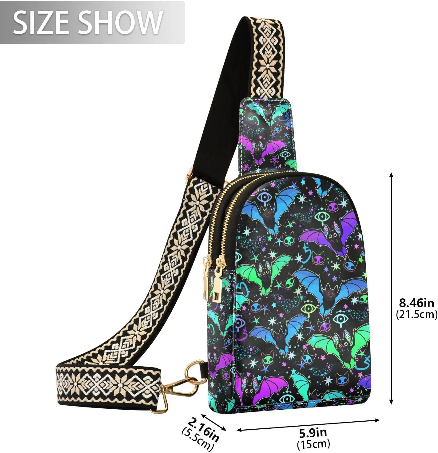Crossbody Sling Bag for Women Leather Shoulder Chest Bag Small Fanny Pack for Hiking Travel