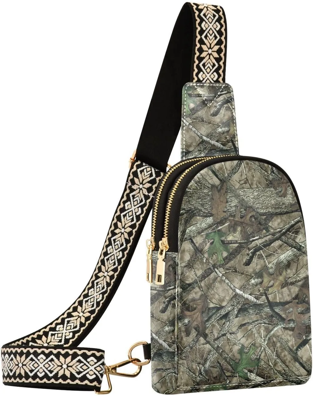Crossbody Sling Bag for Women Leather Shoulder Chest Bag Small Fanny Pack for Hiking Travel