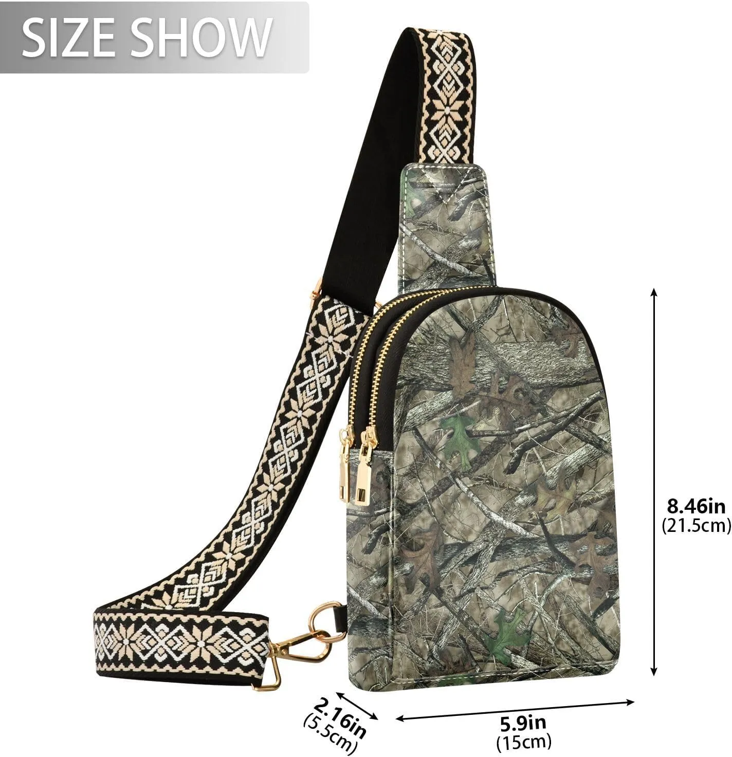 Crossbody Sling Bag for Women Leather Shoulder Chest Bag Small Fanny Pack for Hiking Travel