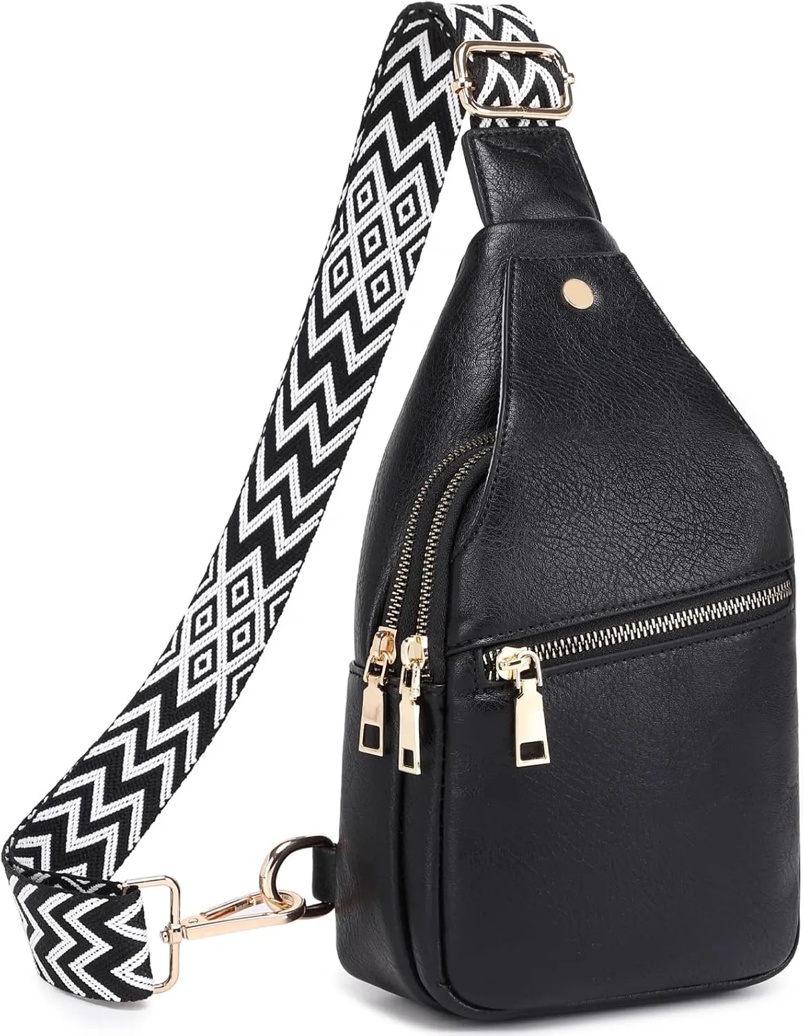 Crossbody Sling Bag Purse for Women - Small Chest Fanny Pack Trendy Travel Faux Leather Cross Body Bags with Adjustable Strap