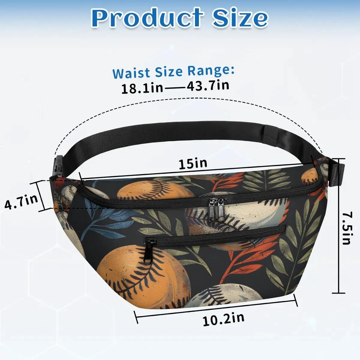 Crossbody Sling Bags for Women Men Baseball Leaves Casual Sling Backpack Daypack Chest Bag for Travel Sport Hiking Running