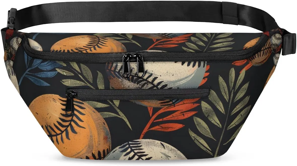 Crossbody Sling Bags for Women Men Baseball Leaves Casual Sling Backpack Daypack Chest Bag for Travel Sport Hiking Running