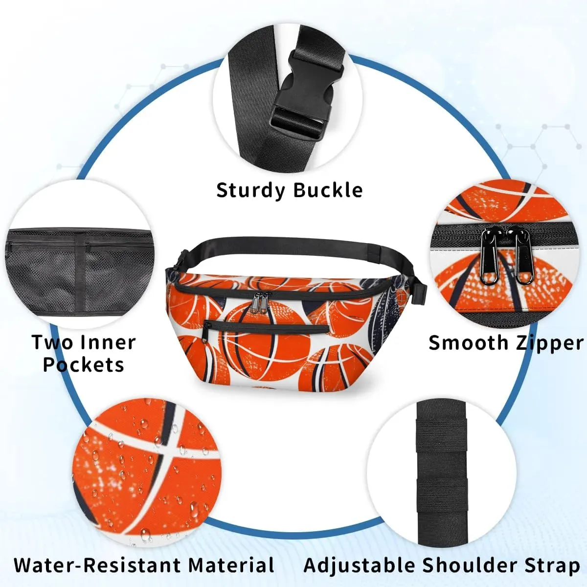 Crossbody Sling Bags for Women Men Basketballs Theme Casual Sling Backpack Daypack Chest Bag for Travel Sport Hiking Running