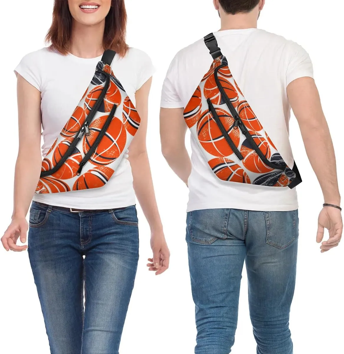 Crossbody Sling Bags for Women Men Basketballs Theme Casual Sling Backpack Daypack Chest Bag for Travel Sport Hiking Running