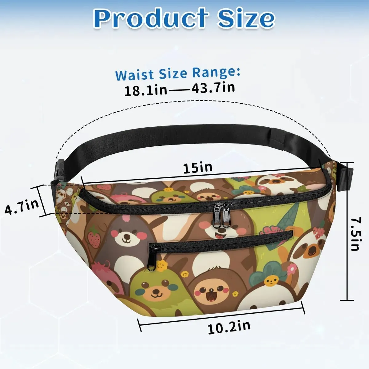 Crossbody Sling Bags for Women Men Cartoon Sloth Casual Sling Backpack Daypack Chest Bag for Travel Sport Hiking Running