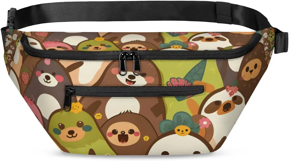Crossbody Sling Bags for Women Men Cartoon Sloth Casual Sling Backpack Daypack Chest Bag for Travel Sport Hiking Running