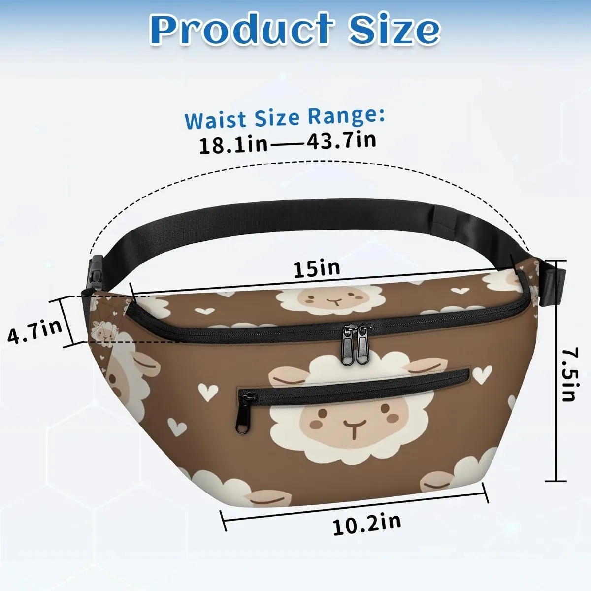 Crossbody Sling Bags for Women Men Cute Sheep Heart Casual Sling Backpack Daypack Chest Bag for Travel Sport Hiking Running