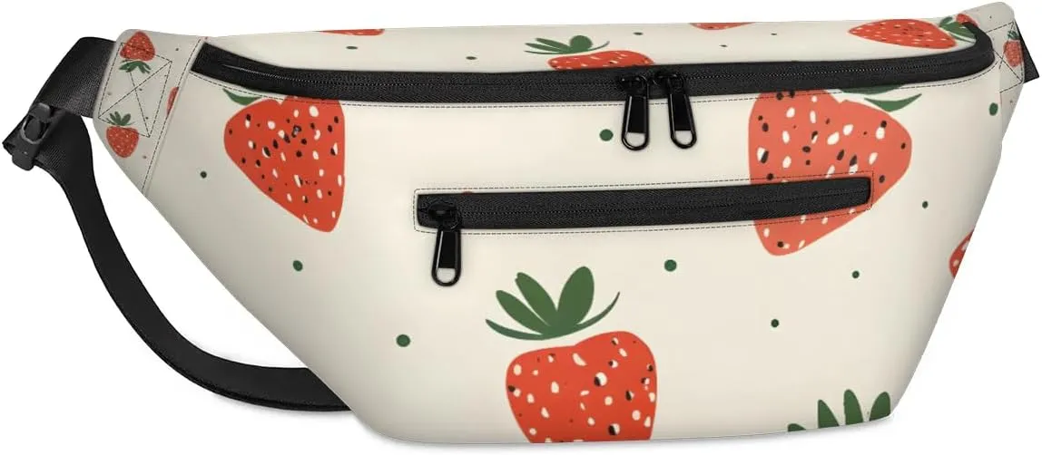 Crossbody Sling Bags for Women Men Cute Strawberry Print Casual Sling Backpack Daypack Chest Bag for Travel Sport Hiking Running