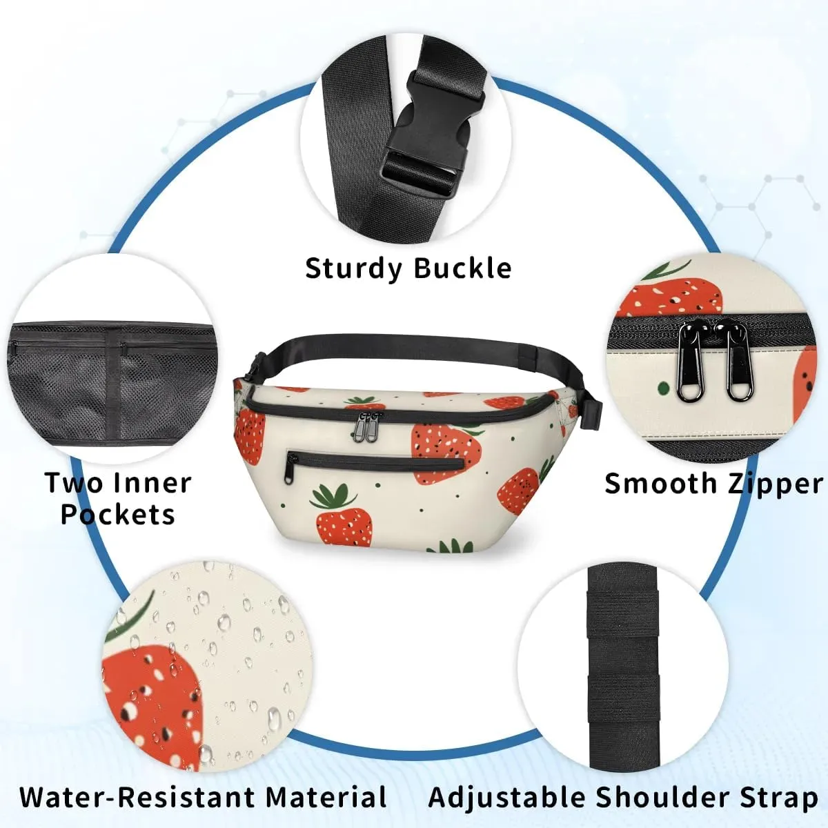 Crossbody Sling Bags for Women Men Cute Strawberry Print Casual Sling Backpack Daypack Chest Bag for Travel Sport Hiking Running