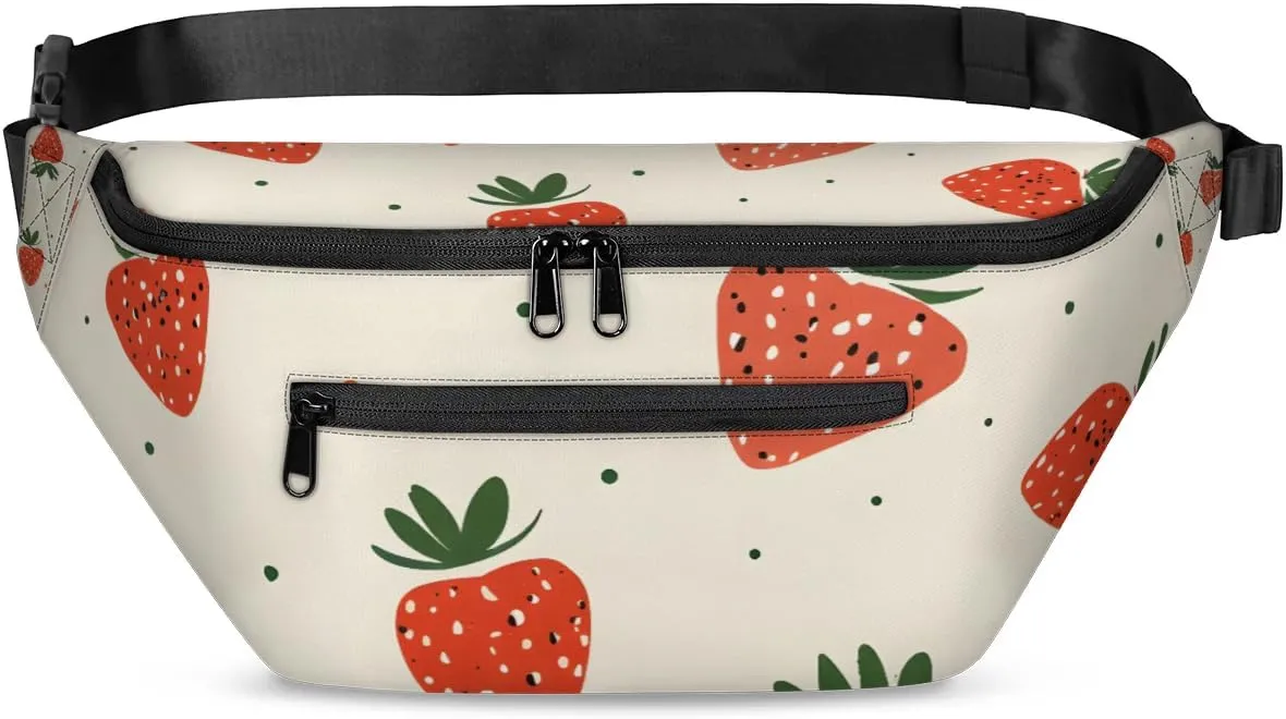 Crossbody Sling Bags for Women Men Cute Strawberry Print Casual Sling Backpack Daypack Chest Bag for Travel Sport Hiking Running