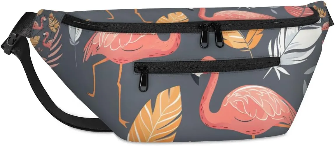 Crossbody Sling Bags for Women Men Flamingo Feathers Casual Sling Backpack Daypack Chest Bag for Travel Sport Hiking Running