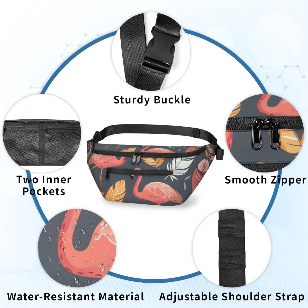 Crossbody Sling Bags for Women Men Flamingo Feathers Casual Sling Backpack Daypack Chest Bag for Travel Sport Hiking Running