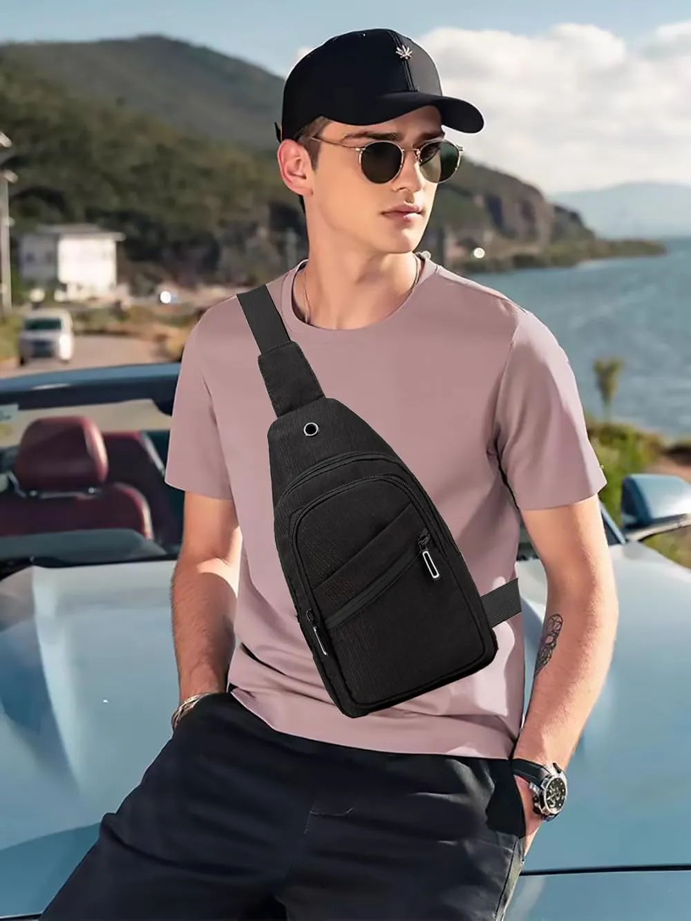 Crossbody Small Sling Backpack Sling Bag for Women Men, Chest Bag Daypack Crossbody for Travel Sport Running Hiking