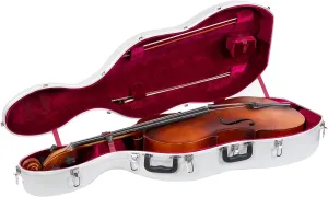 Crossrock ABS Cello Case for 4/4 or 3/4 Size | Matte Silver Diamond Texture, Wheeled Lightweight Design – Best for Students & Home Practice