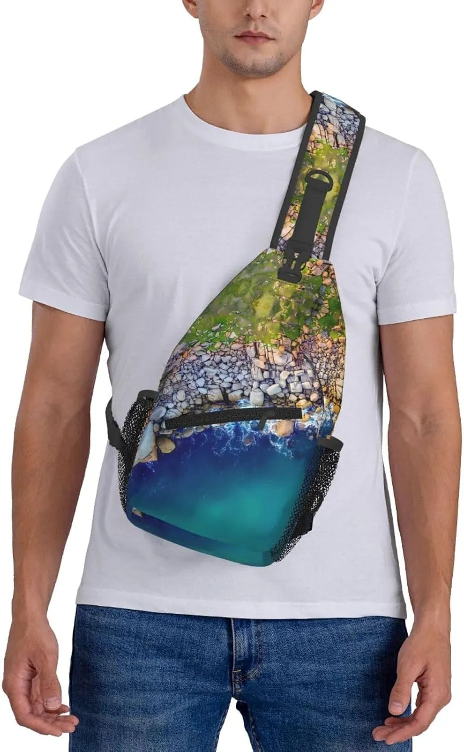 Crumbled Granite Chest Sling Bag Crossbody Shoulder Backpack Bag Gym Cycling Travel Hiking Daypack Cross Bag