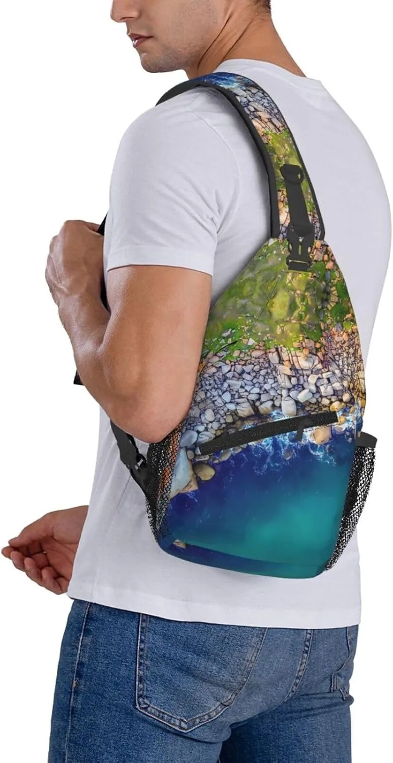 Crumbled Granite Chest Sling Bag Crossbody Shoulder Backpack Bag Gym Cycling Travel Hiking Daypack Cross Bag