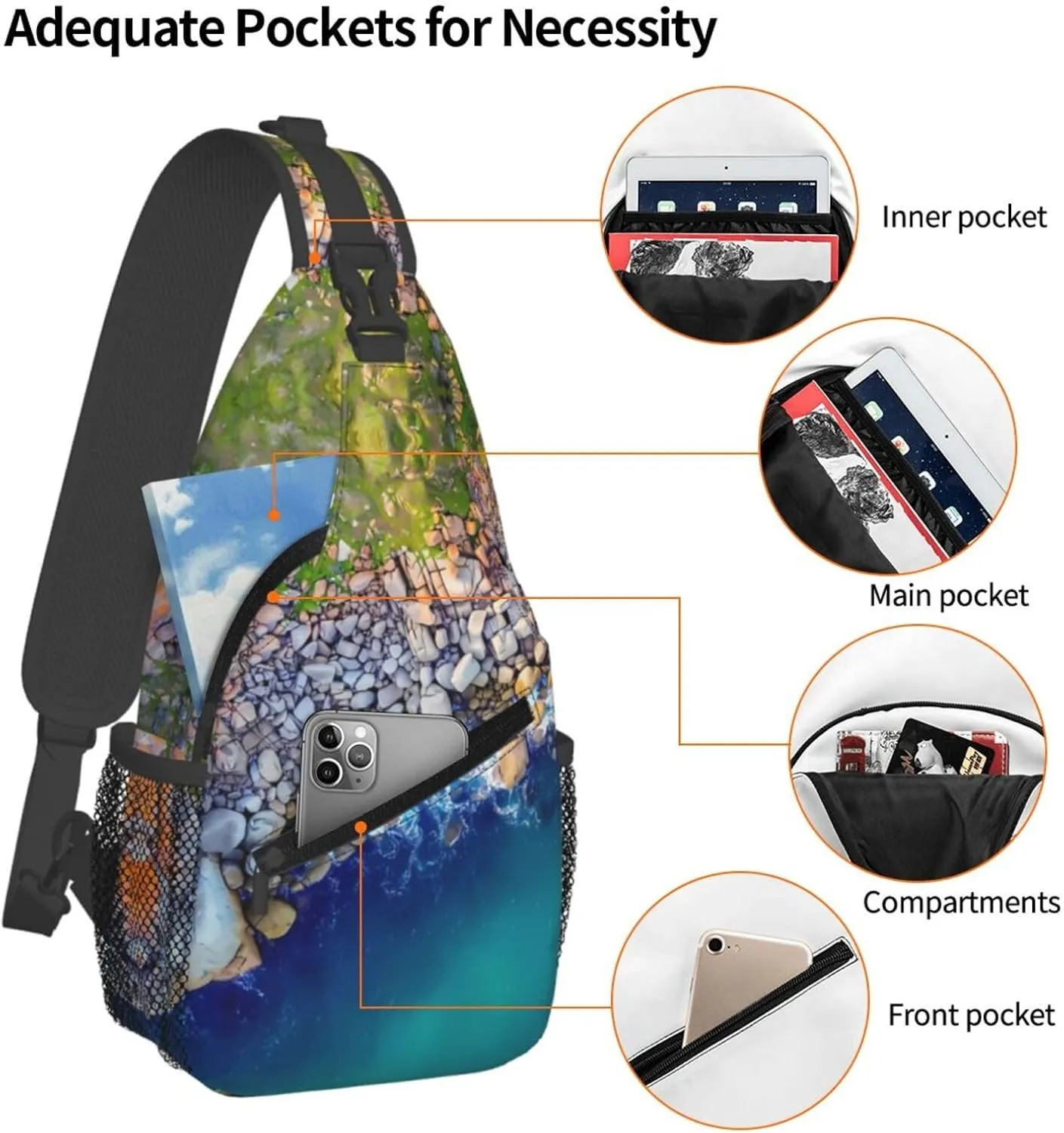 Crumbled Granite Chest Sling Bag Crossbody Shoulder Backpack Bag Gym Cycling Travel Hiking Daypack Cross Bag