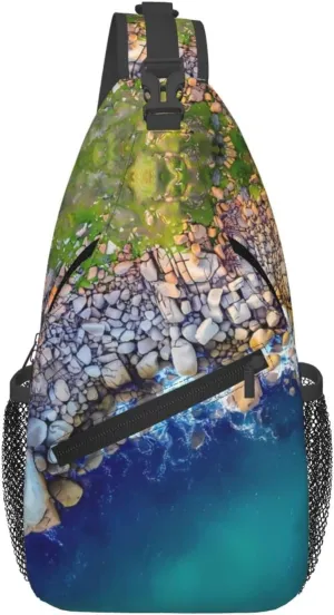 Crumbled Granite Chest Sling Bag Crossbody Shoulder Backpack Bag Gym Cycling Travel Hiking Daypack Cross Bag