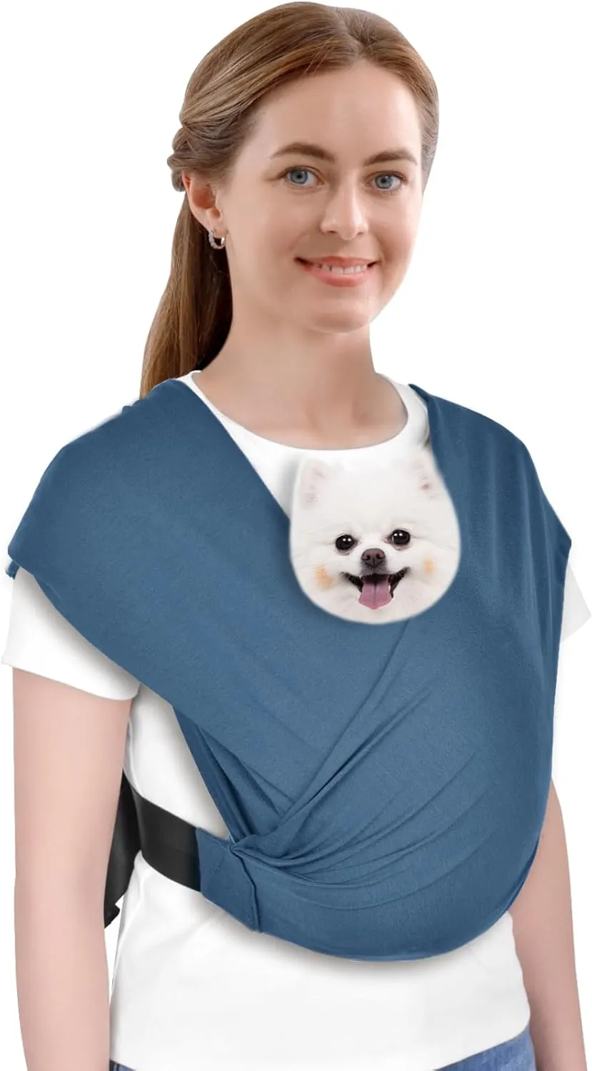 CUBY Swaddle Dog Sling Carrier for Small Dogs, Front Pet Sling Carrier Chest,Hands Free Adjustable Cat Sling Carrier Soft Cotton Reducing Pain Puppy Sling Carrier for Small Pet Up to 11lb (Blue)