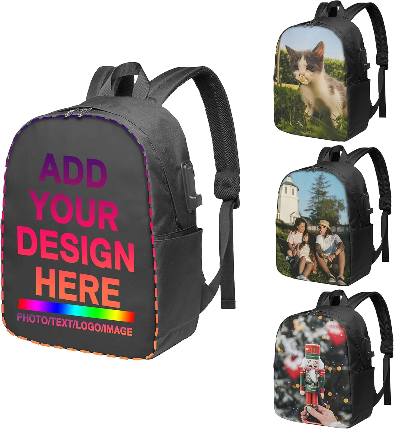 Custom Backpack Personalized Large Capacity Shoulder Traveling Bag Add Your Customized Photo Picture Text Casual Backpack Travel Knapsack Standard Size For Travel Work