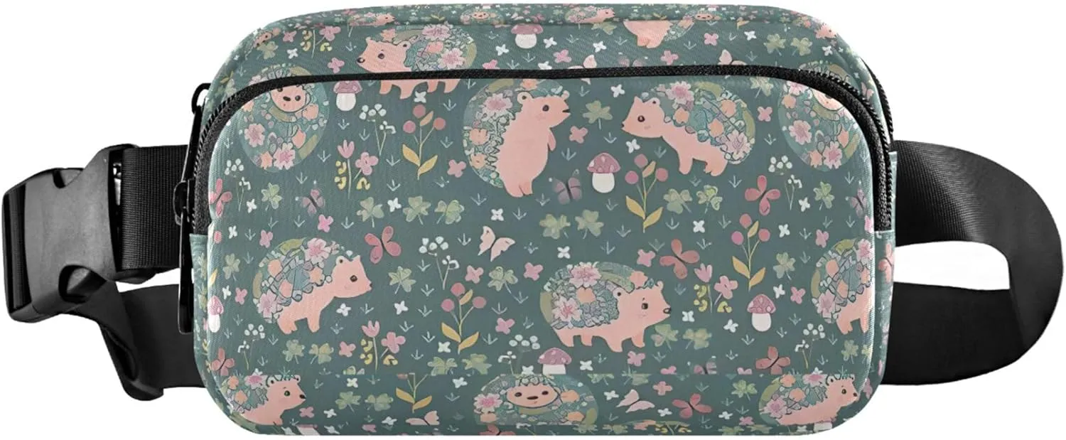Custom Blooming Hedgehogs Flowers Women Fanny Packs Waterproof Hip Pack Belt Bag Bright Waist Pouch for Women
