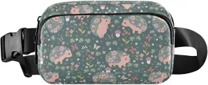 Custom Blooming Hedgehogs Flowers Women Fanny Packs Waterproof Hip Pack Belt Bag Bright Waist Pouch for Women