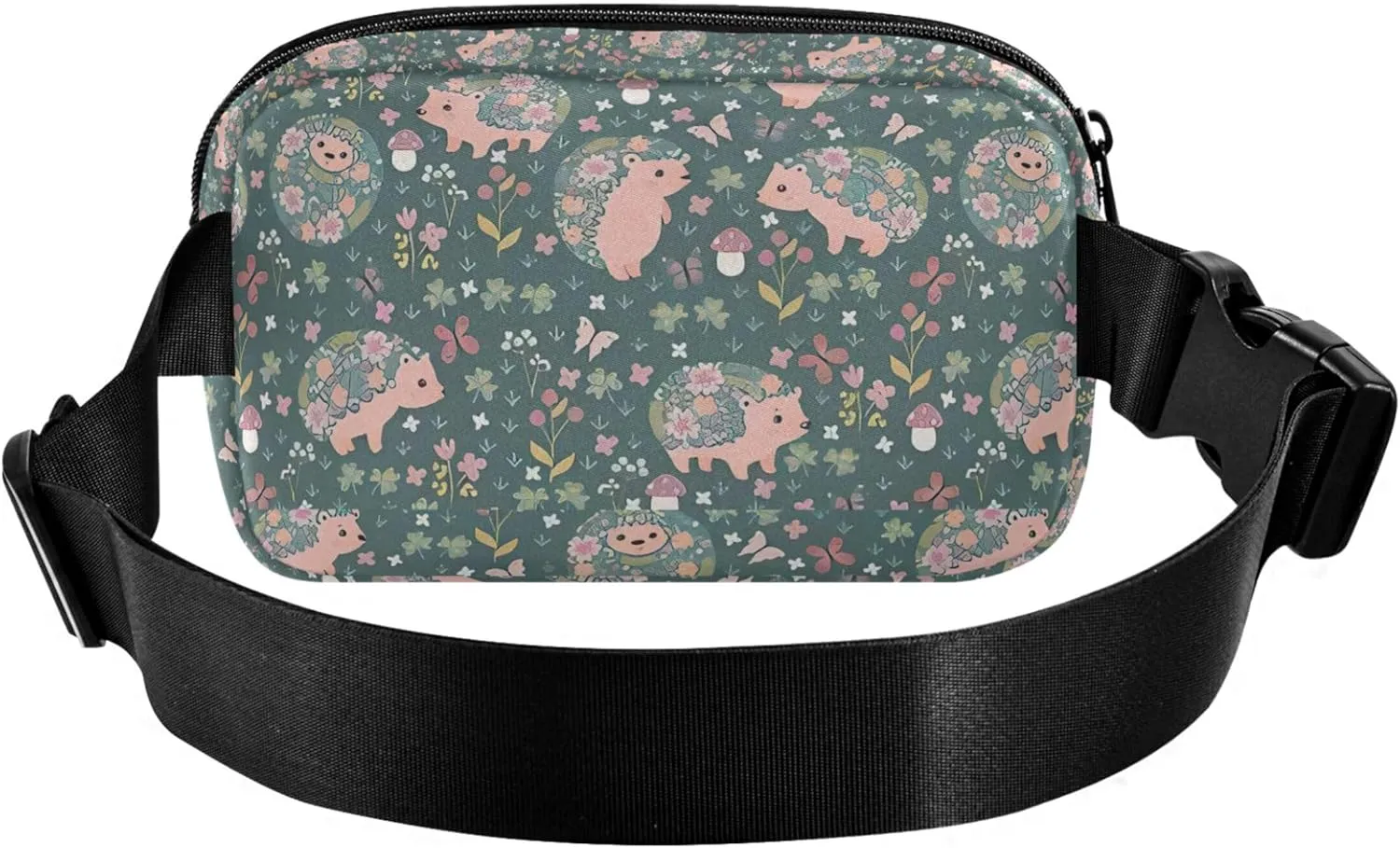 Custom Blooming Hedgehogs Flowers Women Fanny Packs Waterproof Hip Pack Belt Bag Bright Waist Pouch for Women