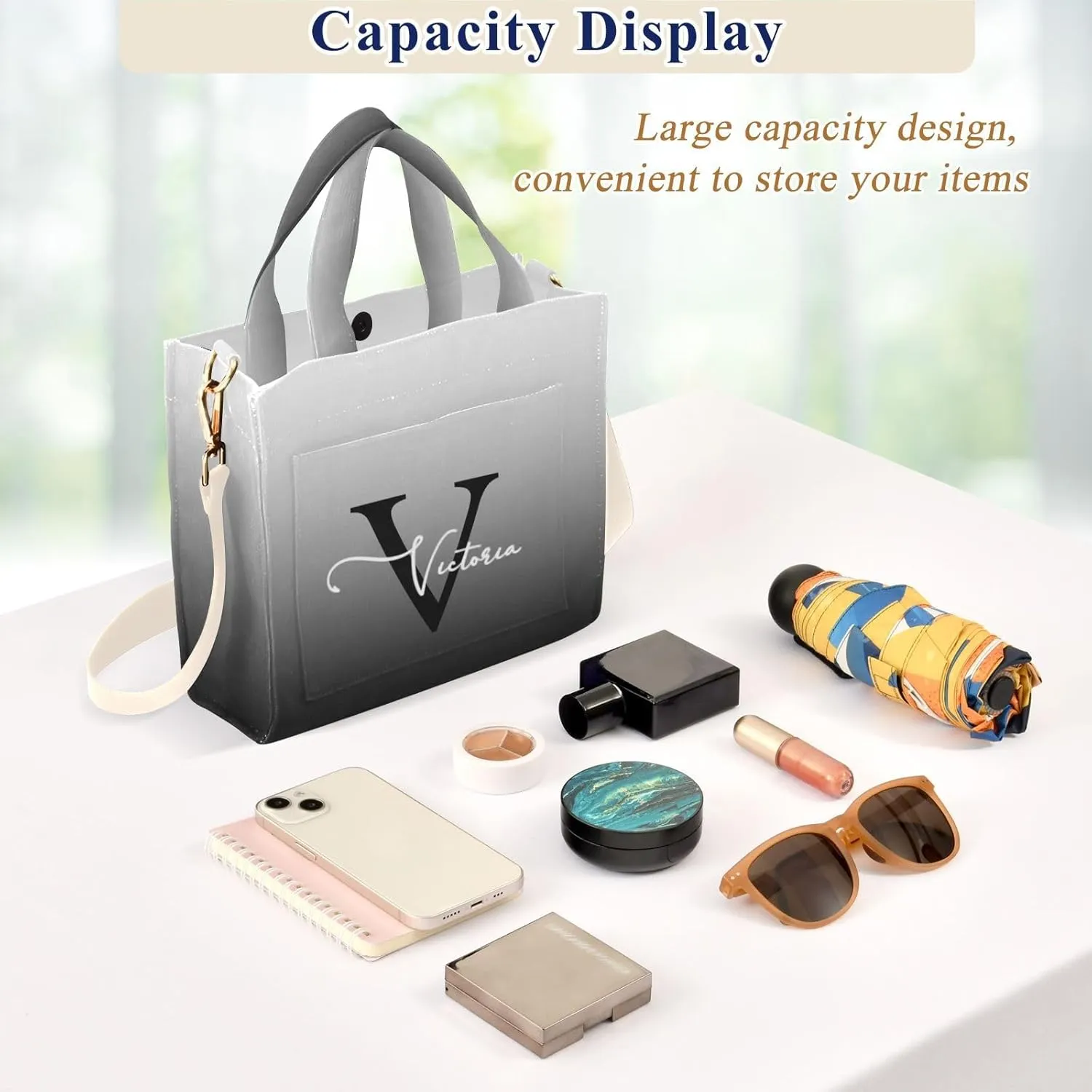 Custom Corduroy Tote Bag for Women Personalized Everyday Hobo Bag with Adjustable Detachable Strap and Pockets