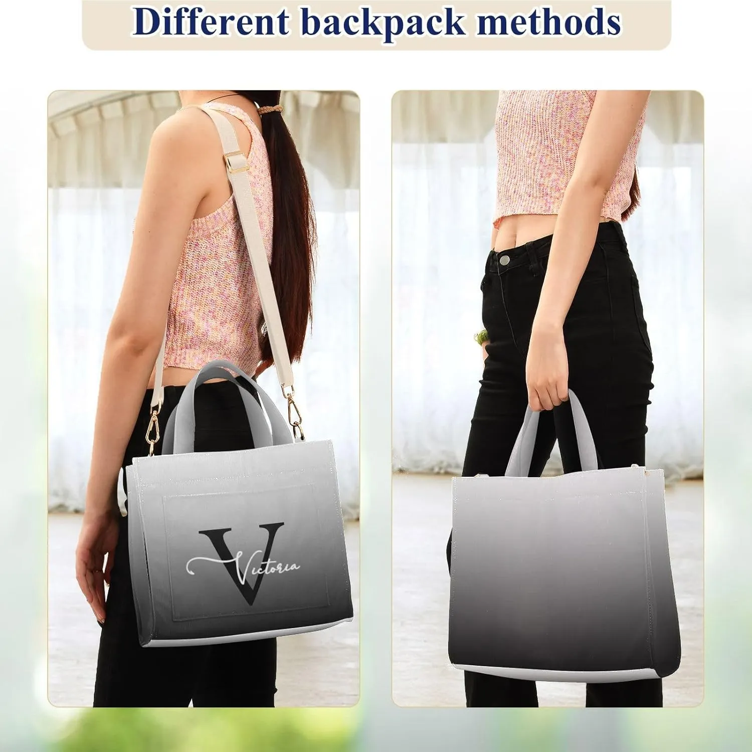 Custom Corduroy Tote Bag for Women Personalized Everyday Hobo Bag with Adjustable Detachable Strap and Pockets